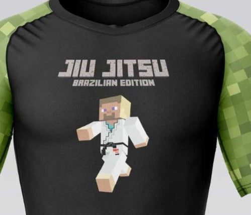 Warrior Spirit BJJ Rash Guard - Black - Kids & Adult Sizes For MMA Jiu Jitsu